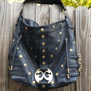 House of Dereon gray leather bag purse hobo